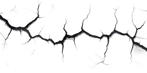 Cracked white background wall crack texture distressed cracked surface grunge wall cracked pattern  on white and transparent background.