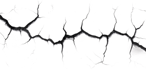 Cracked white background wall crack texture distressed cracked surface grunge wall cracked pattern  on white and transparent background.