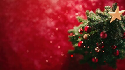 festive christmas tree with ornaments and star decoration