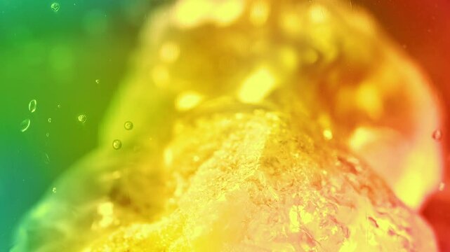 Soda Pours Over Ice In Reggae Lights
