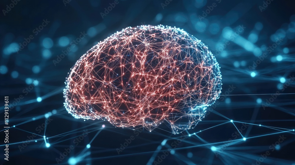 Aufkleber human brain showing intelligent thinking processing through the concept of a neural network