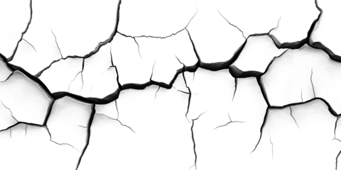 Cracked white background wall crack texture distressed cracked surface grunge wall cracked pattern  on white and transparent background.