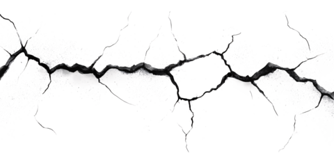 Cracked white background wall crack texture distressed cracked surface grunge wall cracked pattern  on white and transparent background.