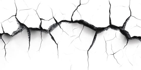 Cracked white background wall crack texture distressed cracked surface grunge wall cracked pattern  on white and transparent background.