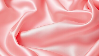 Obraz premium Close-up of a smooth, pink satin fabric with elegant draping. The soft, luxurious texture is highlighted. Ideal for design backgrounds.