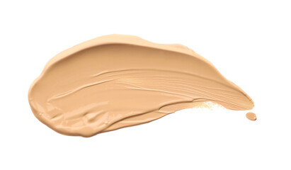 Skin foundation isolated on white, top view. Sample of cosmetic product