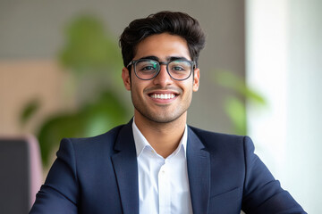 Fototapeta premium young indian businessman sitting at office