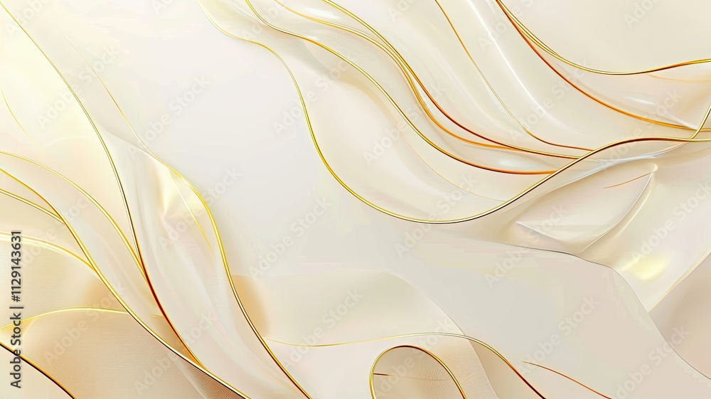 Poster graceful waves of silk dance in warm golden light creating a stunning textile display in a softly il