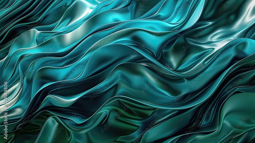 Aufkleber waves of turquoise silk gracefully ripple under soft light, creating a tranquil and dynamic visual e