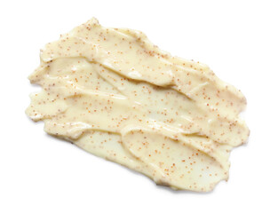 Smear of body scrub isolated on white, top view