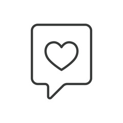 Notification with heart, icon in line design. Notification, heart, alert, message, message box, love, reminder on white background vector. Notification with heart editable stroke icon