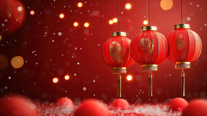 Festive red lanterns for New Year celebration with traditional elements and cultural charm