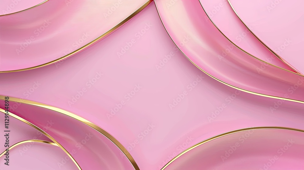 Aufkleber elegant pink background with intricate golden lines and smooth shapes for modern design elements. ge