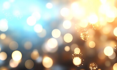 Obraz premium Abstract blue and gold bokeh lights background.
