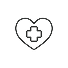 Charity heart medicine icon in line design. Charity, heart, medicine, care, health, support, donation on white background vector. Charity heart medicine editable stroke icon