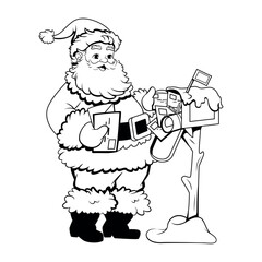 Vector Santa Claus Mailbox letter Cartoon Illustration Isolated