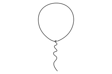 Continuous one line drawing of balloon isolated outline vector Illustration
