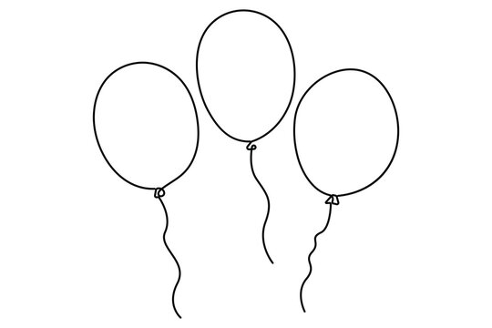 Continuous one line drawing of balloon isolated outline vector Illustration
