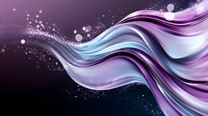 Dynamic purple background with flowing curves and sparkling effects