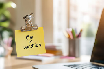 Vacation written on a memo at the office