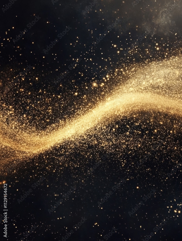 Aufkleber a shimmering golden glitter wave flows gracefully against a dark background, offering an ideal area 
