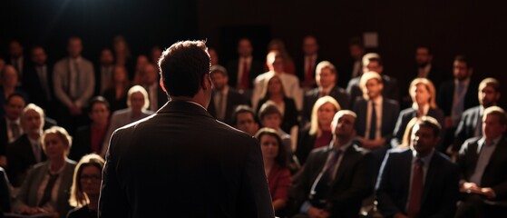 business presentation in front of an engaged audience