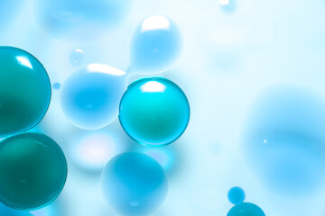 Close-up view of colorful bubbles in a serene background.