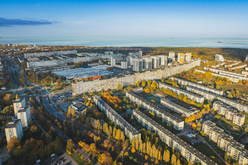 Block of flats. Gdańsk Przymorze. Autumn weather. The largest blocks.