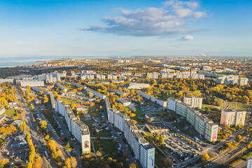 Block of flats. Gdańsk Przymorze. Autumn weather. The largest blocks. © Kamil