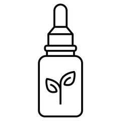 herbal pipette bottle icon, simple flat style, logo sign symbol vector illustration pictogram, isolated on white for mobile app