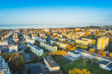 Block of flats. Gdańsk Przymorze. Autumn weather. The largest blocks.