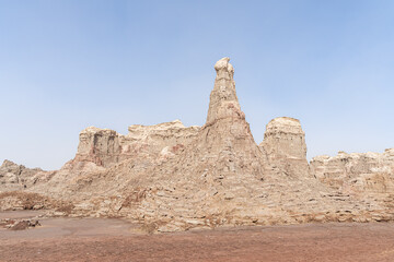 Bizarre towers and pinnacles in the salt canyon of the Dallol Volcano, Hamadela, Danakil depression, Ethiopia