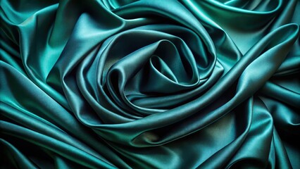 Obraz premium Abstract Draped Teal Satin Fabric Texture with Smooth, Flowing Curves and Elegant Ripples