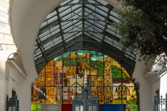 Malaga, Stained-glass Window at the Atarazanas Market.