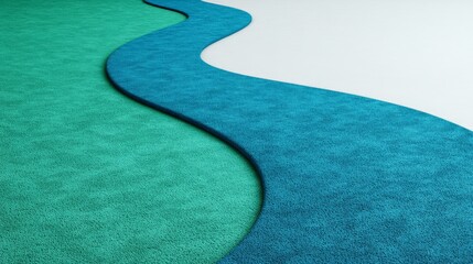 Abstract Wavy Path:  A minimalist design featuring a blue path snaking through a green background, evoking a sense of movement and exploration.