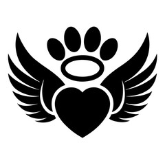 Angelic Paw Print Vector Design for Pet Memorial Graphics.