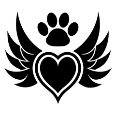 Angelic Paw Print Vector Design for Pet Memorial Graphics.