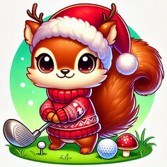 Obraz premium Cute squirel with golf