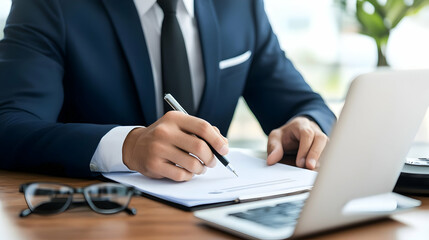 Businessman Signing Document Photo