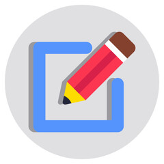 A colored design icon of writing