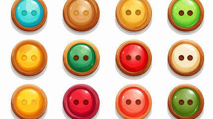 Colorful Cartoon Web Buttons Set for Website Design with Vector Illustration Isolated on White Background