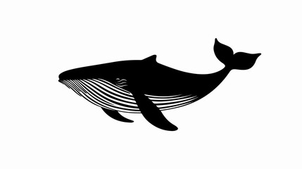 Silhouette of majestic whale in wildlife ocean habitat - Stock Vector