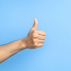 Photo Thumbs Up Gesture on Blue