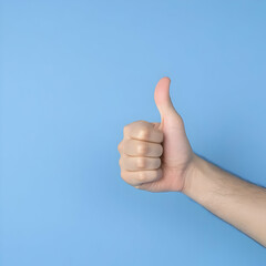 Thumbs Up Gesture Photo on Blue