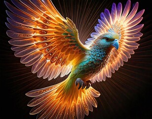 Majestic Parrot Bird Vibrant Wings Fantasy Art Colorful Feathers Nature