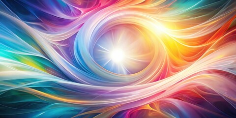 Fototapeta premium A swirling, vibrant tapestry of colors creates a celestial vortex, radiating with an ethereal glow, illuminating the cosmic dance of light and energy.