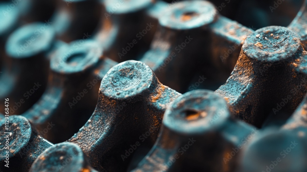 Poster close-up of textured metal surface with intricate patterns