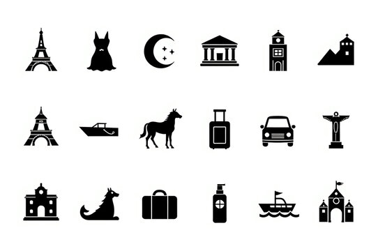 set ikons. landmarks and monuments