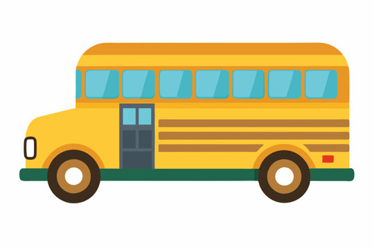 Colorful vector illustration of a classic yellow school bus, school bus vector art, back to school bus
