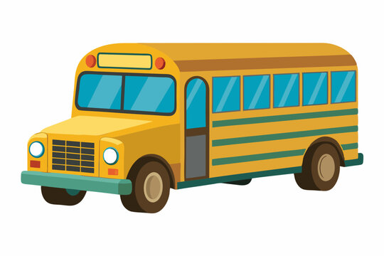 Colorful vector illustration of a classic yellow school bus, school bus vector art, back to school bus